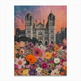 Mumbai   Floral Retro Collage Style 3 Canvas Print