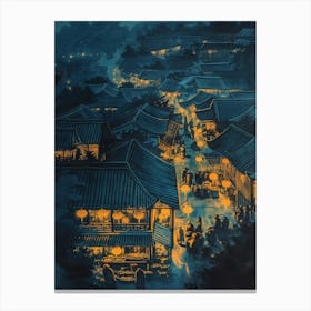 Chinese Village At Night Canvas Print