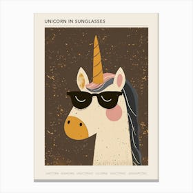 Storybook Style Unicorn With Sunglasses Muted Pastels 2 Poster Canvas Print