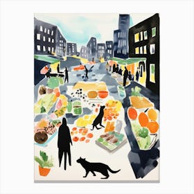 The Food Market In New York 3 Illustration Canvas Print