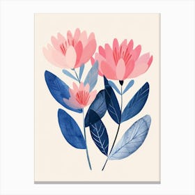 Pink And Blue Flowers 1 Canvas Print