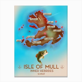 Isle Of Mull map Canvas Print