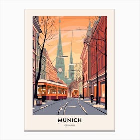 Vintage Winter Travel Poster Munich Germany 1 Canvas Print