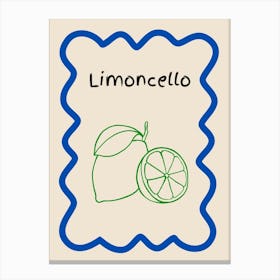 Limoncello Doodle Poster Blue & Green Canvas Print