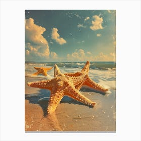 Starfish On The Beach Photo Canvas Print