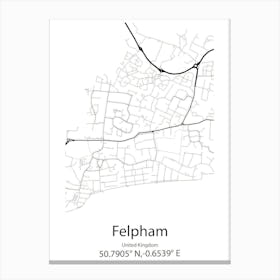 Felpham,United Kingdom Minimalist Map Stampe su tela