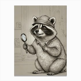 Raccoon With Magnifying Glass 1 Canvas Print