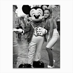 Disney Parks Frozen Christmas Celebration Tv Special Ariana Grande Poses With Mickey Mouse Canvas Print