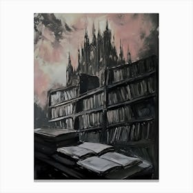 Dark Gothic Library At Night Canvas Print