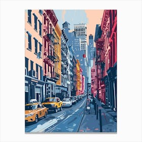Soho District New York Colourful Silkscreen Illustration 3 Canvas Print