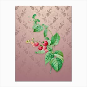 Vintage Red Berries Botanical on Dusty Pink Pattern n.0868 Canvas Print