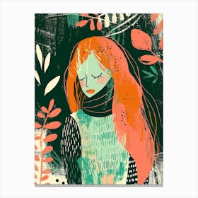 Illustration Of A Girl With Red Hair Canvas Print