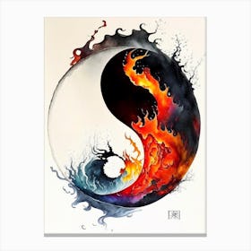 Fire And Water 1 Yin And Yang Japanese Ink Canvas Print