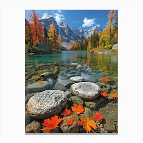 Autumn Leaves In A Lake Canvas Print