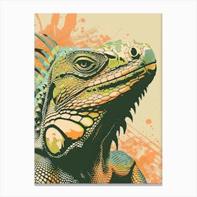 Green Galápagos Land Iguana Abstract Modern Illustration 6 Canvas Print