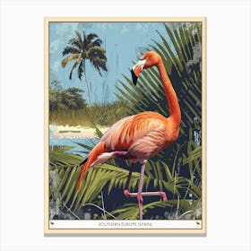 Greater Flamingo Southern Europe Spain Tropical Illustration 7 Poster Canvas Print
