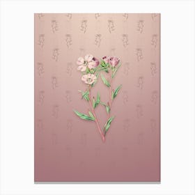 Vintage Pale Corona Amaryllis Botanical on Dusty Pink Pattern n.0362 Canvas Print