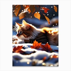 Cat In The Snow Canvas Print