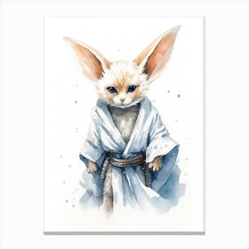 Baby Fennec Fox As A Jedi Watercolour 2 Canvas Print