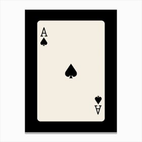 Ace Of Spades in Black, College Art, Trendy Card Art, Preppy, y2k Canvas Print