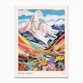 Mount Everest Nepal 3 Colourful Mountain Illustration Poster Canvas Print