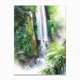 Banyumala Twin Waterfalls, Indonesia Water Colour  Canvas Print