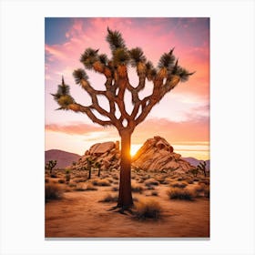 Joshua Tree At Dawn In The Desert In South Western Style  (3) Canvas Print