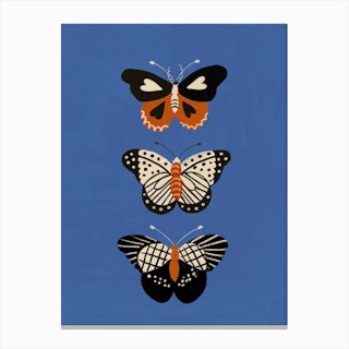 Butterflies In Blue Canvas Print