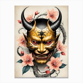 Floral Irezumi The Traditional Japanese Tattoo Hannya Mask (58) Canvas Print
