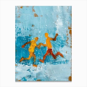 Two People Running Canvas Print