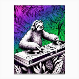 C A Sloth Dj V1 1 Canvas Print