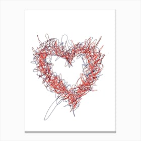 Heart Made Of Red And Blue String Canvas Print