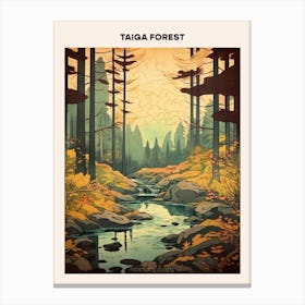 Taiga Forest Midcentury Travel Poster Canvas Print