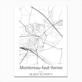 Montereau Faut Yonne,France Minimalist Map Toile