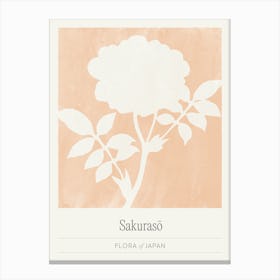 Japandi Floral Silhouette in Peach Pink, Japan Flower Market Canvas Print