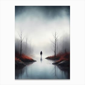 Lonely Man In The Fog Canvas Print