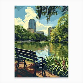 City Park Retro Pop Art 3 Canvas Print