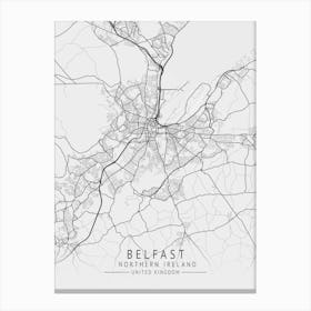 Belfast Northern Ireland Map Canvas Print