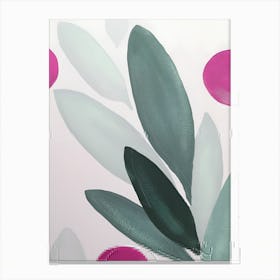 Pink And Green Leaves Canvas Print