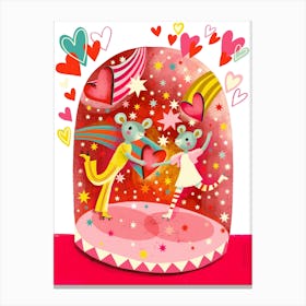 Valentines Pour You Heart Out Mice Disco Canvas Print