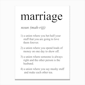 Marriage Definition Meaning Canvas Print