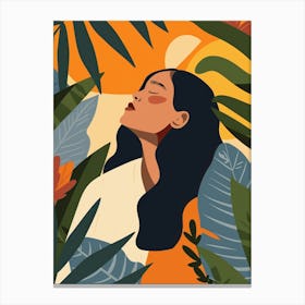 Illustration Of A Woman In The Jungle Canvas Print