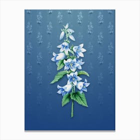 Vintage Bellflowers Botanical on Bahama Blue Pattern n.1182 Canvas Print