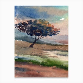 Lone Tree waterclor Canvas Print