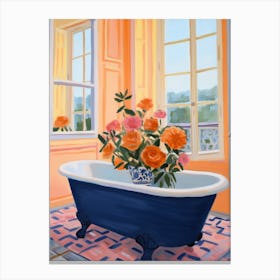A Bathtube Full Marigold In A Bathroom 3 Canvas Print
