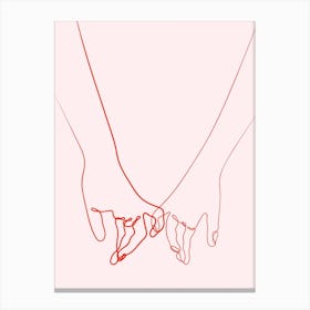 Pinkie Promise Love Pink & Red Canvas Line Art Print