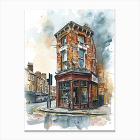 Hackney London Borough   Street Watercolour 8 Canvas Print