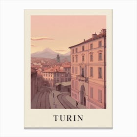 Turin Vintage Pink Italy Poster Canvas Print