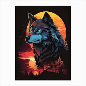 Wolf At Sunset 1 Canvas Print