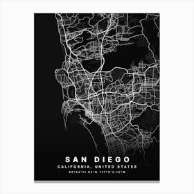 San Diego California USA Black Map Stampe su tela